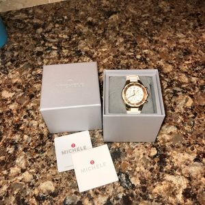 White and gold silicone Michele watch